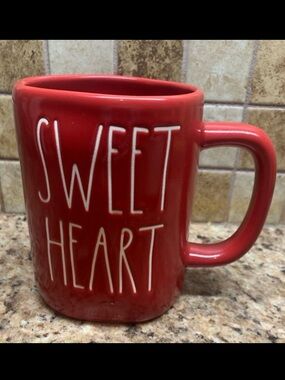 RAE DUNN Sweet Heart Coffee Mug. Red w/ White Lettering. Measure: 4 3/4” Tall.